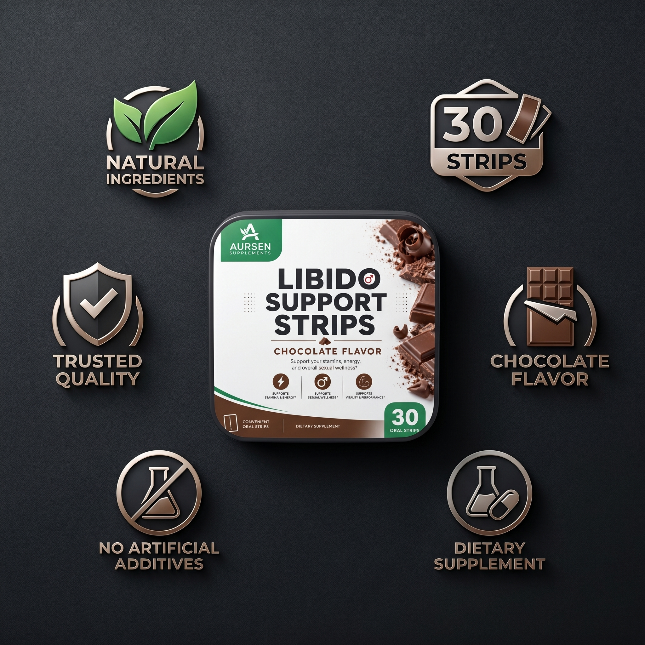 Libido Support Strips – Natural Vitality & Stamina Oral Strips with Cordyceps & Shilajit