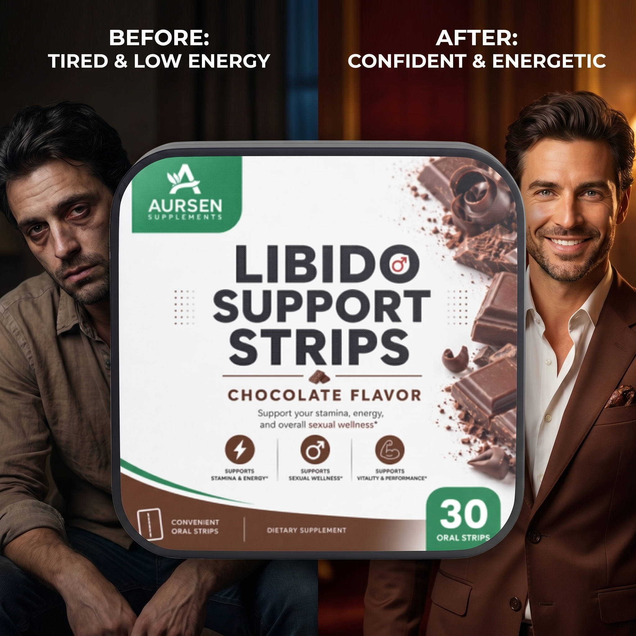 Libido Support Strips – Natural Vitality & Stamina Oral Strips with Cordyceps & Shilajit